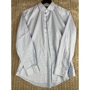 Nordstrom Mens Shop Button Up Shirt Trim Fit Non Iron Blue Mens 16‎